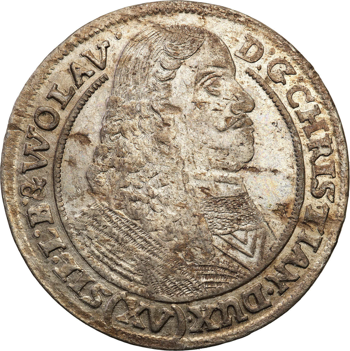 Śląsk, księstwo legnicko-brzesko-wołowskie. Krystian Wołowski. 15 krajcarów 1662, Brzeg – WOLAV